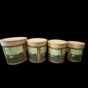 M.J. McNosky Stackable Primitive‎ Folk Art Farmhouse Storage Boxes Decor 4pc